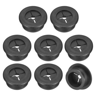Imagem de uxcell 8 peças de ilhós para cabo, ilhoses de mesa de 25 mm, ilhós de borracha flexível para escritório, computador, organizador de fios, preto