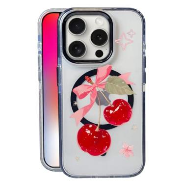 Imagem de Capa Big Cherry Bow para iPhone 14 Pro Max, compatível com MagSafe, capa fosca macia e fina à prova de choque, antiimpressões digitais, antiamarelamento, antiarranhões, capa de telefone magnética para