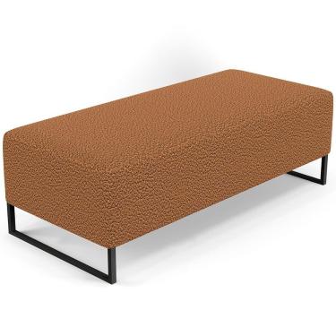 Imagem de Puff Decorativo Sala De Estar Bali W01 Base Ferro 120x50 Cm Bouclê Terracota - Lyam Decor