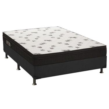 Imagem de Cama Box Casal: Colchão Espuma D45 Ortobom Light Saúde Ortopilow + Base Crc Suede Black(138x188)