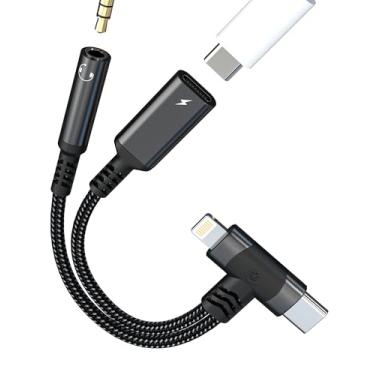 Imagem de Adaptador Lightning USB C para áudio de 3,5 mm para iPhone 17 16 15 14 13 Pro Max (2 em 1) carregador de fone de ouvido Dongle para Apple tipo C cabo conector de porta divisor auxiliar compatível com