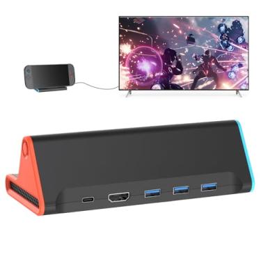 Imagem de JDGPOKOO Switch 2 Dock, Portable TV Docking Station for Nintendo Switch 2 Replacement with 4K/60Hz HDMI Adapter/Type C Port/3 USB3.0 Port/Mode Conversion for Nintendo Switch 2 ONLY