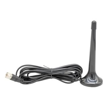 Imagem de Antena Digital HD Interna, Amplificada para TV Digital, Preta, Base 4,5cm x Altura 36cm, Cabo 5m, Recepção UHF/VHF até 100km, Conector F