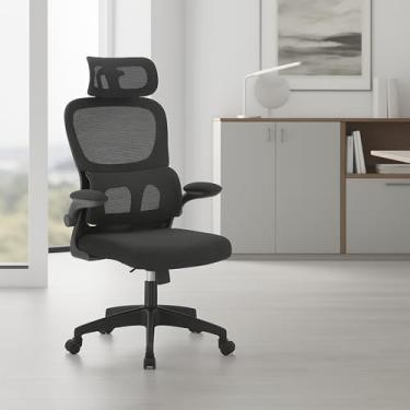 Imagem de Cadeira de Escritório Ergonômica Premium – Apoio de Braços 90°, Ajuste de Inclinação 90°-135°, Suporte 200kg, Confortável e Fácil Montagem.