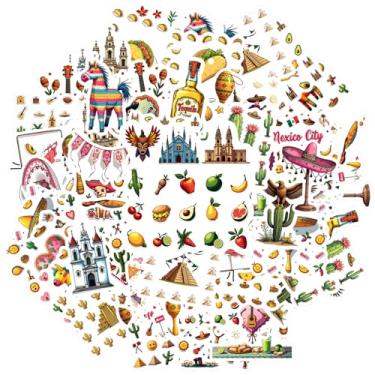 Imagem de 35 peças Cultura do México Arte Folclórica Fiesta Tradições Cacto Águia Sombrero Guitarra Piñata Maracas Taco Capsicum para mala Frigorífico Telefone Bagagem Laptop Guitarra Carro Brinquedos DIY