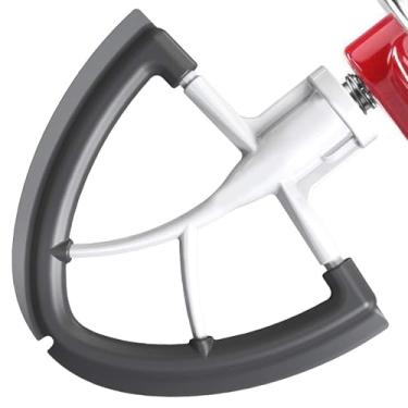 Imagem de Batedor de borda flexível para batedeira Kitchenaid, 4,5 a 5 litros para acessório de pá de auxílio de cozinha, cabe na cabeça inclinada para acessórios de misturador Kitchenaid com bordas de silicone flexíveis raspador de tigela da FOCOllK
