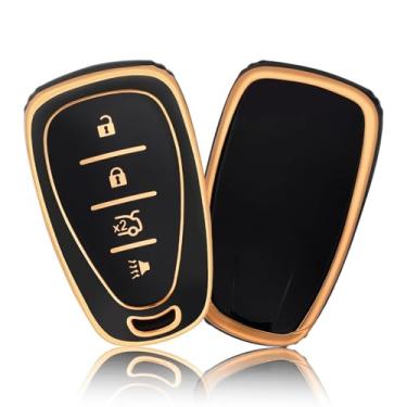 Imagem de Capa para chaveiro Chevy, capa de proteção total para chaveiro de carro para Chevrolet Malibu Equinox Camaro Cruze Tahoe Traverse Blazer Volt Bolt Smart Key Holder Acessórios de carro (4 botões)