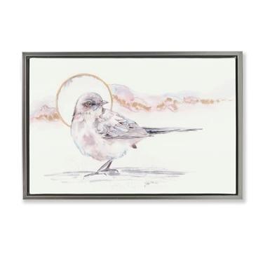 Imagem de Stupell Industries Arte de parede em tela flutuante em aquarela preta com pássaro e lua, design por Cady Driver, 53 x 78 cm