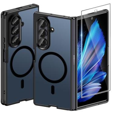 Imagem de Halokin Capa magnética para Samsung Galaxy Z Fold 7 com protetor de tela, [compatível com MagSafe] Capa fina translúcida fosca à prova de choque para Samsung Z Fold 7, capa fina de policarbonato