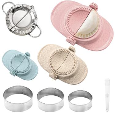 Imagem de byepica Conjunto de 8 peças para fazer bolinhos, moldes de aço inoxidável e plástico com enchimento de colher e cortadores de massa circular, utensílios de cozinha versáteis para bolinhos Mila Perfect