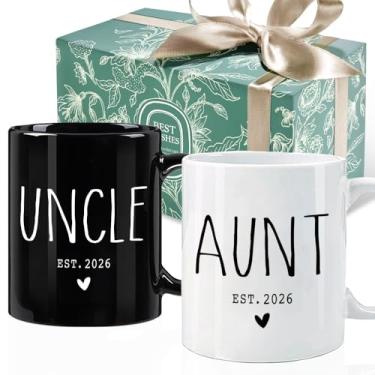 Imagem de Puouoonyi Caneca de café New Aunt & Uncle Presentes Primeira Vez 2026, Promovido a Tia e Tio 2026 Canecas, Presente de Caneca de Anúncio de Gravidez, Presente de Anúncio de Revelação de Gravidez