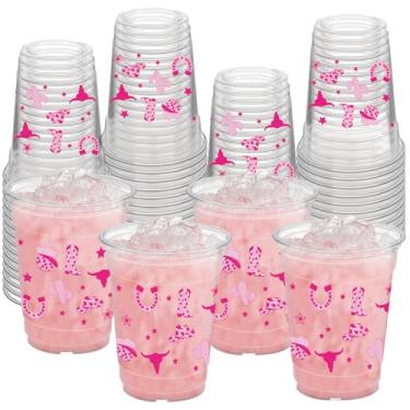 Imagem de HYMENEX 50 peças de copos de plástico de vaqueira ocidental, copos transparentes de 340 g para festa de aniversário de vaqueira, chá de bebê, artigos de festa de rodeio