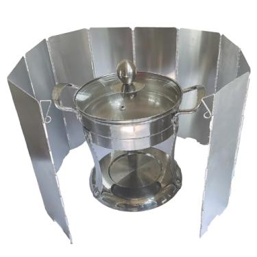 Imagem de Para-brisas de fogão de 10 painéis, para-brisas de alumínio com bolsa de cordão para acampamento, fogão de butano (10 painéis)】