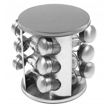 Imagem de Conjunto Porta Temperos Giratório Vidro Tampa Inox Ideal