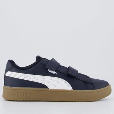 Imagem de Tênis Puma Rickie Classic Juvenil Marinho e Branco, 33