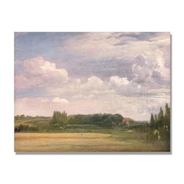 Imagem de NHLDZYH Impressão em tela estilo John Constable, (sem título 13), painel de tela de paisagem romântica, decoração de parede com tema de natureza para quarto ou escritório. Somente tela de 40 x 50 cm