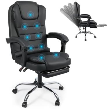 Imagem de Cadeira Presidente, Cadeira Ergonômica, 9 Pontos de Massagem, 110-240V, Cadeira de Escritório Presidente Aquecimento, Poltrona Massageadora Office, Braços 3D, Suporta 150kg, Preto