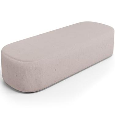 Imagem de Puff Decorativo Orgânico Para Living Quarto 195cm Doha W01 Linho Bege - Lyam Decor