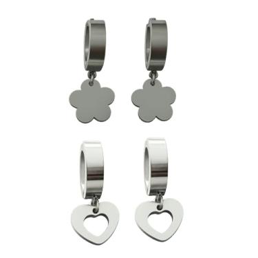 Imagem de kit 2 brincos Brinco de Aço Inoxidável 316L Feminino – Hipoalergênico, Resistente à Água e Moderno - Lindo presente feminino