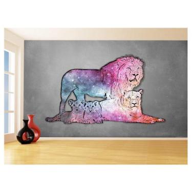 Imagem de Papel De Parede Animais Pop Art Familia Leões 3,5M Pxa425 - Você Decor