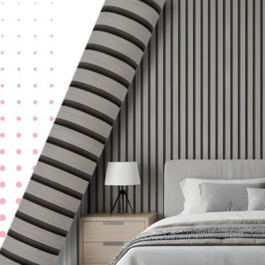 Imagem de Papel De Parede Ripado Cinza Madeira 10m x 45cm Lavável Autocolante Efeito Painel Moderno