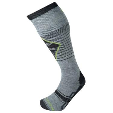 Imagem de Lorpen Meia masculina T2 Ski Eco Light, ótima para esportes de inverno, ecológica e sustentável, alta e acolchoada, cinza, tamanho médio