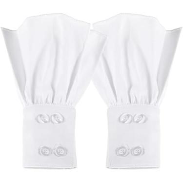 Imagem de 1 par de punhos femininos de renda branca, mangas destacáveis, pulseiras de pulso versáteis para camisola, punhos, manga extensora para suéter, blusa, casaco, acessórios de roupas