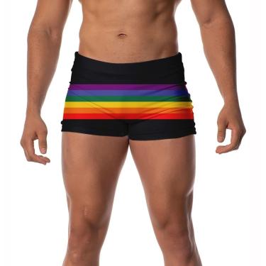 Imagem de Sunga Masculina Pride Sport Lançamento Arco-Íris Verão Box-Masculino