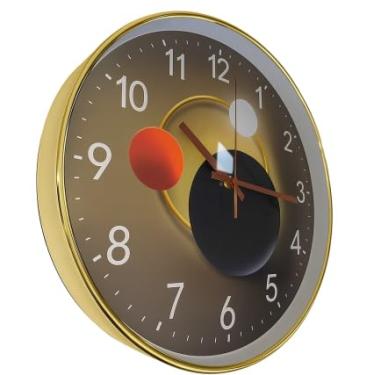 Imagem de Relógio de Parede Lua 30cm Dourado Prata Rose Gold Minimalista Silencioso Design Moderno Ambientes (Dourado)