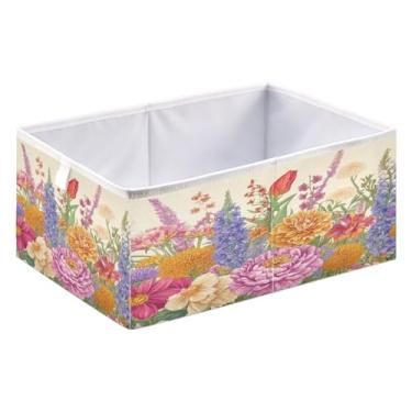 Imagem de ATTX Grandes caixas de armazenamento de flores de jardim organizador de armário - caixas de armazenamento dobráveis para roupas, brinquedos, livros | Caixas de armazenamento organizadoras de