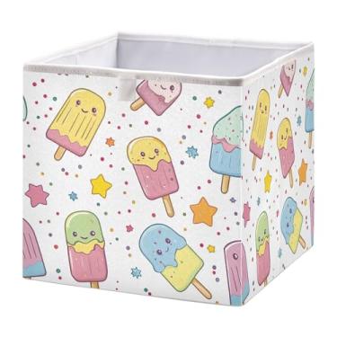 Imagem de SEHANY Cesto de armazenamento dobrável para sorvete, organizador de tecido grande e dobrável, para roupas, brinquedos, livros, armário, berçário, 40 x 27 x 17 cm