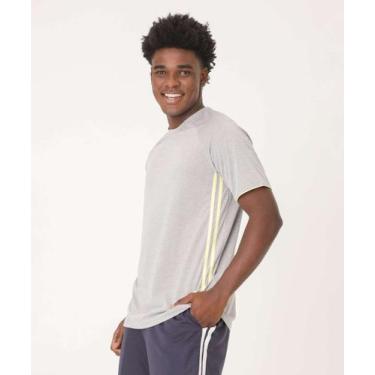 Imagem de Camiseta Masculina Fitness Recorte Manga Curta MR-16006, Cinza, GG