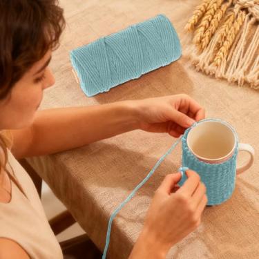 Imagem de Fio de algodão, corda artesanal macia para macramé, projetos de bricolage e muito mais, perfeita para pendurar na parede e decoração de casa