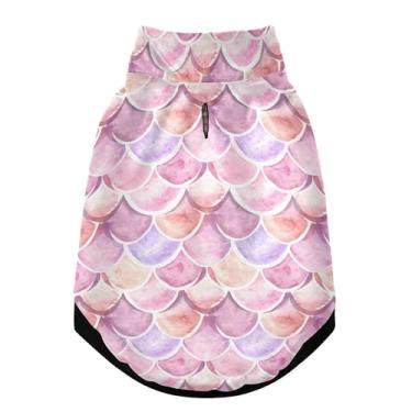 Imagem de SEHANY Casaco de cachorro com escama de peixe arco-íris para cães pequenos, superquente à prova de vento, jaqueta de inverno macia e aconchegante para clima de neve fria com coleira para animais de