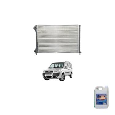Imagem de Kit Radiador Doblo Com Ar + Aditivo Radiador Radiex R1882 Verde + Água Desmineralizada 5L