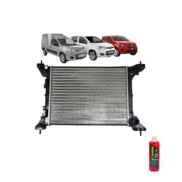 Imagem de Kit Radiador Novo Uno/Pálio Evo 2010+ Mobi 2016+ com Aditivo Radiador Radiex R1952 Rosa