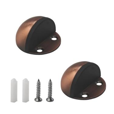 Imagem de PDETVEO 2 peças de batente de porta de piso, batente de porta de aço inoxidável com amortecedor de borracha, protetor de parede para escritório em casa, ferragens de montagem incluídas (Bronze)