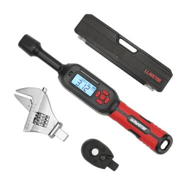 Imagem de Conjunto de 3 chaves de torque digital ajustável, chave de torque digital de 3/20.3 cm, cabeça intercambiável (flexível/estática/catraca), ampla faixa de 3-135 N.m, ± 2%, LCD para reparo automotivo