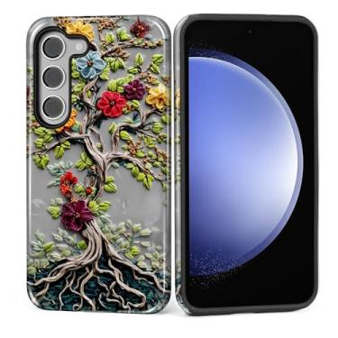 Imagem de ZHEGAILIAN Capa para Samsung Galaxy S23 Plus, capa rígida à prova de choque + silicone macio 2 em 1, híbrido, à prova de choque, proteção contra quedas, árvore da vida