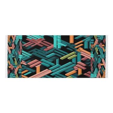 Imagem de Wassud Capas de lavadora e secadora de geometria abstrata, protetor de lavadora com sacos de armazenamento, capa de geladeira à prova de poeira com bolsos para lavanderia doméstica, cozinha, 120 x 55