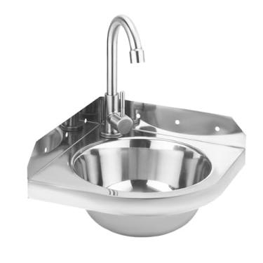 Imagem de PVXMQFFA Pia de canto de aço inoxidável montada na parede, lavatório de mão, pia de cozinha, tigela única com torneira, economiza espaço, ideal para motorhome barco, banheiro, cozinha, banheiro