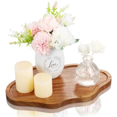 Imagem de BIEOFFEI Pequena bandeja decorativa de madeira para servir velas perfumadas, bandeja de joias de madeira de nuvem, bandejas de madeira para decoração de casa