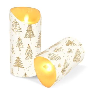 Imagem de ATTX Pacote com 2 velas de árvore de Natal sem chama – 7,6 cm x 15 cm com controle remoto e temporizador para casa, casamento, decoração de acampamento #51