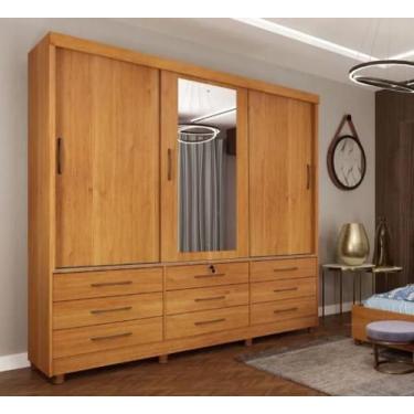 Imagem de Guarda Roupa Chicago 3 Portas com Espelho e Pés Móveis Tcil - Tcil Móv