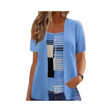 Imagem de Camiseta Elegante plus Size Com Estampa Geométrica, Design Casual De V