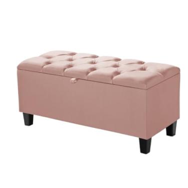 Imagem de Estofado Minimalista Moderno Calçadeira Sapateira Sala Quarto Armazenamento Bau Solteiro puff bau para quarto(Rose)