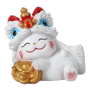 Imagem de XLWLLNJ Estatueta em miniatura de gato da sorte, pequena estátua, ornamento de mesa, decoração para painel de carro, estante, mesa ou decoração de casa, Style D