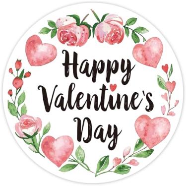 Imagem de Adesivos de Feliz Dia dos Namorados, 5 cm redondos 60 peças adesivos de dia dos namorados para embrulho de presente, envelopes, cartões, artesanato DIY (rosa)
