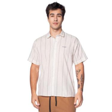 Imagem de Camisa Masculina Gangster Linho com Listras Bege, Bege, G