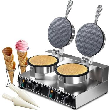 Imagem de Máquina de fazer waffles comercial 2600 W profissional de cone de sorvete, máquina de waffle comercial elétrica com controle de temperatura e tempo para restaurante, padaria, lanchonete, família